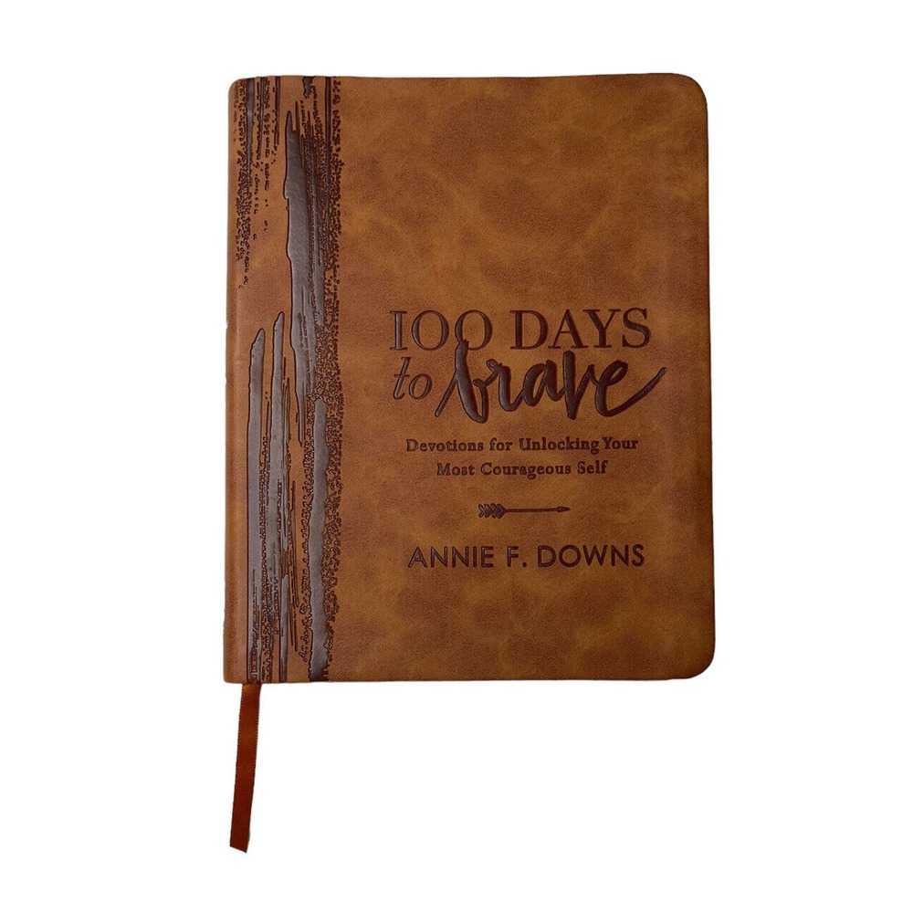 100 Days to Brave Deluxe Edition Brown Leather Bound Devotions Book Annie Downs